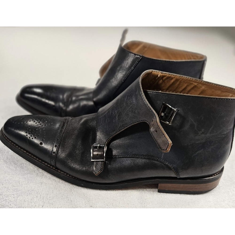 La Milano Memory Foam Genuine Leather Gino Navy Shoes 12M Double Monk Strap